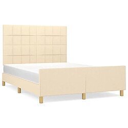 Maison Chic Lit adulte - Cadre Structure de lit avec tête de lit Contemporain Crème 140x200 cm Tissu -MN19519