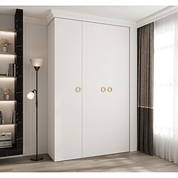 Abiks Meble Armoire à portes battantes Como 1 245,5/150/40 3 portes (blanc/doré)