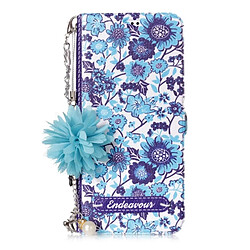 Wewoo Housse Étui blanc pour Samsung Galaxy S8 bleu et motif en porcelaine horizontale sac à rabat en cuir avec titulaire emplacements cartes ornement de fleur de perle chaîne