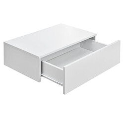 Helloshop26 2 tables de chevet nuit étagères murales pour chambre à coucher avec 2 Tiroirs 46 cm blanc 03_0000165