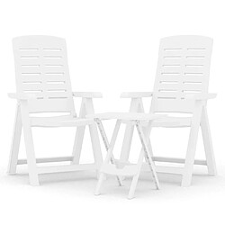 Salle à manger de jardin 3 pcs,Table et chaise à dîner Blanc Polypropylène -MN83755