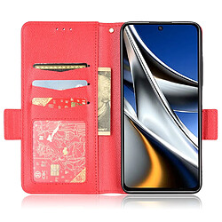 Etui en PU texture litchi, fermeture magnétique avec support, rouge pour votre Xiaomi Poco X4 Pro 5G