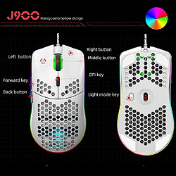 Avis Universal HXSJ J900 Gaming Mouse RGB Lighting RGB Souris programmable avec six coquilles en nid d'abeille DPI réglables pour