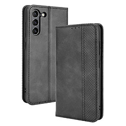 Etui en PU + TPU Fermoir Magnétique Style Vintage avec support noir pour votre Samsung Galaxy S21 FE