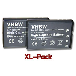 vhbw 2x Batteries compatible avec Casio Exilim EX Serie EX-H20G appareil photo, reflex numérique (1300mAh, 3,6V, Li-ion)