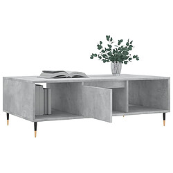 Avis vidaXL Table basse gris béton 104x60x35 cm bois d'ingénierie