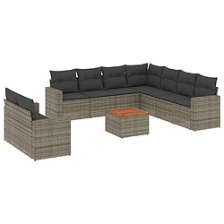 Maison Chic Salon de jardin avec coussins 10 pcs, Ensemble Tables et chaises de jardin, gris résine tressée -GKD569472