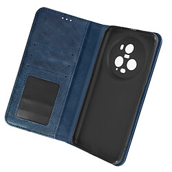 Avizar Étui pour Honor Magic 5 Pro portefeuille support vidéo motif croisillon Bleu