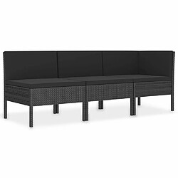 Maison Chic Salon de jardin 3 pcs + coussins - Mobilier/Meubles de jardin - Table et chaises d'extérieur Résine tressée Noir -MN65584