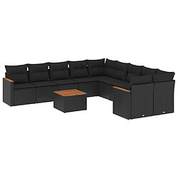 Maison Chic Salon de jardin 11 pcs avec coussins, Ensemble Tables et chaises d'extérieur noir résine tressée -GKD626076