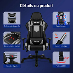 Acheter Lexzurn Chaise Gaming Résistant à 150kg, Fauteuil Gaming Inclinable 165°Châssis de l'Assise en Métal Revêtement Similicuir Réglages Ergonomiques Complets Gris