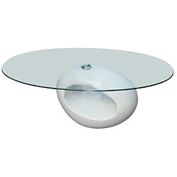 Maison Chic Table basse pour salon | Table à café avec dessus de table en verre ovale Blanc brillant -GKD67623