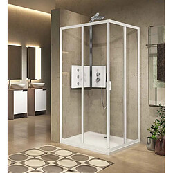 Novellini - Accès d'angle à 2 portes coulissantes +2 fixes transparent 87-90 x H.195 cm profilé blanc