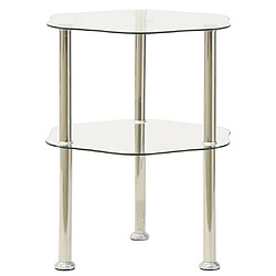 vidaXL Table d'appoint 2 niveaux Transparent 38x38x50 cm Verre trempé