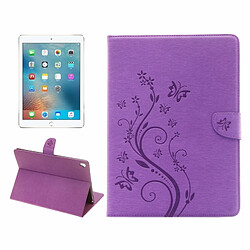 Wewoo Smart Cover Violet pour iPad Pro 9.7inch fleurs pressées motif de papillon flip horizontal PU étui en cuir avec boucle magnétique et titulaire fentes cartes portefeuille