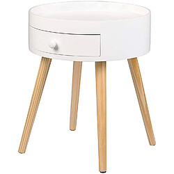 Helloshop26 Table basse de chevet avec tiroir blanc 19_0000175