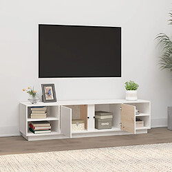 Avis Maison Chic Meuble TV scandinave - Banc TV pour salon Blanc 156x40x40 cm Bois de pin massif -MN21461