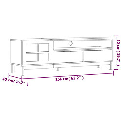 vidaXL Meuble TV avec porte vitrée FLAM 158x40x50cm bois massif de pin pas cher