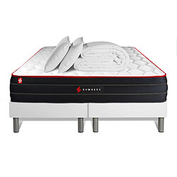 Somness Pack matelas BOOST 180x200 + double sommiers blanc 90x200 + Couette + 2 oreillers