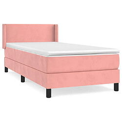 vidaXL Sommier à lattes de lit avec matelas Rose 100x200 cm Velours