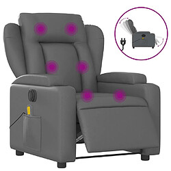 vidaXL Fauteuil de massage inclinable électrique gris similicuir