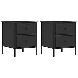 Maison Chic Lot de 2 Tables de chevet - Tables de Nuit noir 40x42x50 cm bois d’ingénierie