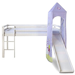 Homestyle4U Lit Mezzanine Tour Toboggan Bois de Pin