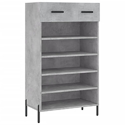 Maison Chic Armoire à Chaussures Gris béton,Meuble de Rangement à Chaussures 60x35x105 cm bois d'ingénierie -MN61494