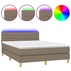 Sommier à lattes LED,Cadre à lattes de lit avec matelas pour Adulte Taupe 140x200 cm Tissu -MN38910