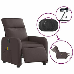 Maison Chic Fauteuil Relax pour salon, Fauteuil de massage inclinable électrique Marron foncé Tissu -GKD12759 pas cher