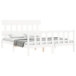 Acheter Maison Chic Lit adulte - Cadre Structure de lit avec tête de lit Contemporain blanc 160x200 cm bois massif -MN94248