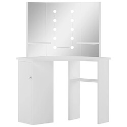 vidaXL Coiffeuse d'angle table de maquillage lumière LED Blanc clair