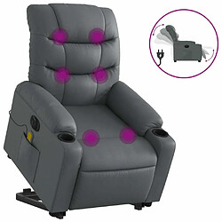 Maison Chic Fauteuil Relax pour salon, Fauteuil inclinable de massage électrique gris similicuir -GKD85343