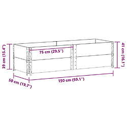 vidaXL Jardinière gris 150x50 cm bois massif de pin pas cher