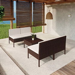 Maison Chic Salon de jardin 5 pcs + coussins - Mobilier/Meubles de jardin - Table et chaises d'extérieur Résine tressée Marron -MN68638