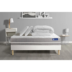 ACTISOM Pack prêt à dormir matelas Mémoire de forme ACTIMEMO TOUCH 160x200 3zones confort + sommier KIT blanc + 2 oreillers + couette