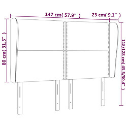 Acheter vidaXL Tête de lit avec oreilles Gris 147x23x118/128 cm Similicuir