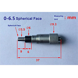 10x 0-6.5mm Butée de Tête 0,01 Micromètre, Métrique, Face Sphérique