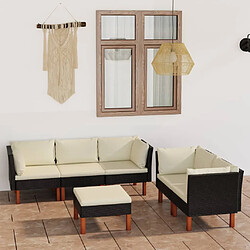 Maison Chic Salon de jardin 6 pcs + coussins - Mobilier/Meubles de jardin - Table et chaises d'extérieur Résine tressée Noir -MN75432