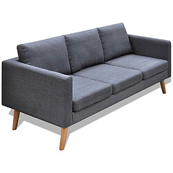 Maison Chic Canapé à 3 places,Canapé droit,Sofa de Salon,Banquette Tissu Gris foncé -GKD869747