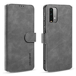 Dg.Ming Etui en PU Style rétro avec support gris pour votre Xiaomi Redmi 9T/9 Power/Note 9 4G (Qualcomm Snapdragon 662)