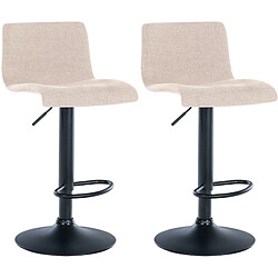 Decoshop26 Lot de 2 tabourets de bar design simple avec repose-pieds en tissu crème pieds en métal noir 10_0004051