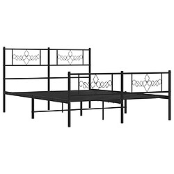 Maison Chic Lit adulte - Lit simple Cadre de lit métal avec tête de lit/pied de lit,Structure du lit Contemporain pour chambre noir 150x200 cm -MN36666 pas cher