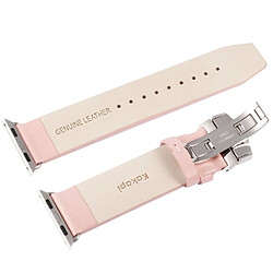 Acheter Wewoo pour Apple Watch 42mm Texture subtile Double Boucle Bracelet de montre en cuir véritable avec connecteur (Rose)