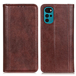 Etui en PU absorption magnétique, texture litchi, antichoc avec support marron pour votre Motorola Moto G22