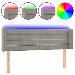 Maison Chic Tête de lit scandinave à LED,meuble de chambre Gris clair 147x16x78/88 cm Velours -MN22987