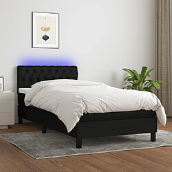 vidaXL Sommier à lattes de lit avec matelas et LED Noir 90x190cm Tissu