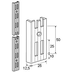 Crémaillère double perforation - Décor : Noir mat - Longueur : 1000 mm - RAL : 9005 - ELEMENT SYSTEM