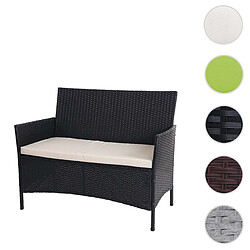 Mendler Banc de jardin Halden en polyrotin, banquette ~ anthracite, coussin crème