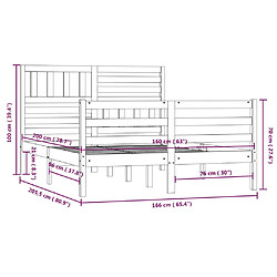 vidaXL Cadre de lit Noir Bois massif 160x200 cm pas cher